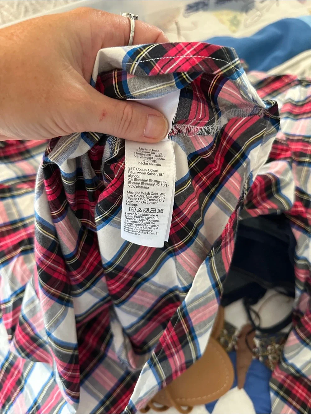 Plaid Ruffle-Neck Long-Sleeve Top - Picture 6 of 6